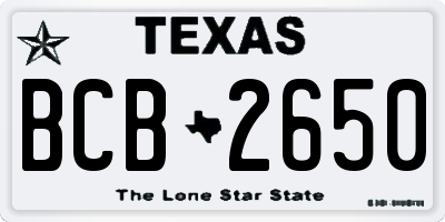 TX license plate BCB2650