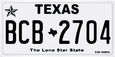 TX license plate BCB2704
