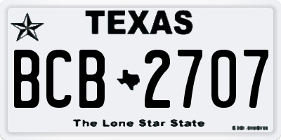 TX license plate BCB2707
