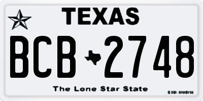 TX license plate BCB2748