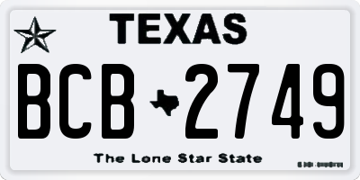 TX license plate BCB2749
