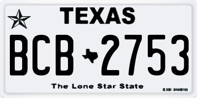 TX license plate BCB2753
