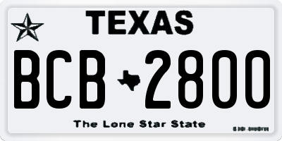TX license plate BCB2800