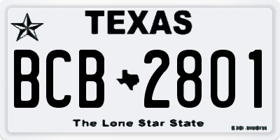 TX license plate BCB2801