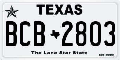 TX license plate BCB2803