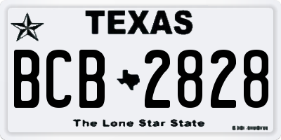 TX license plate BCB2828