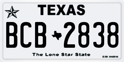 TX license plate BCB2838