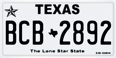 TX license plate BCB2892