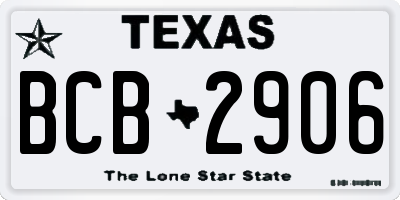 TX license plate BCB2906
