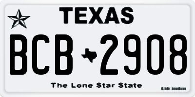 TX license plate BCB2908