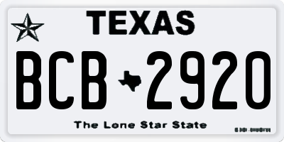 TX license plate BCB2920