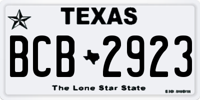 TX license plate BCB2923