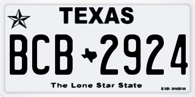 TX license plate BCB2924