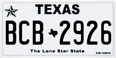 TX license plate BCB2926