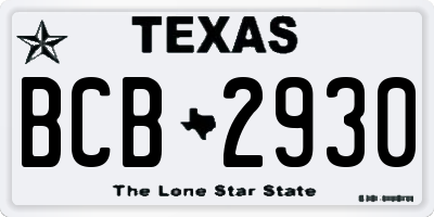 TX license plate BCB2930