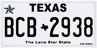 TX license plate BCB2938