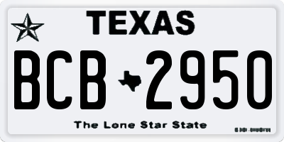 TX license plate BCB2950