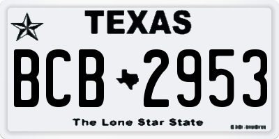 TX license plate BCB2953