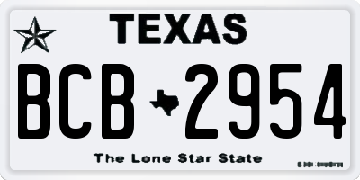 TX license plate BCB2954