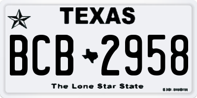 TX license plate BCB2958