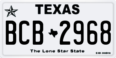 TX license plate BCB2968