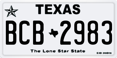 TX license plate BCB2983