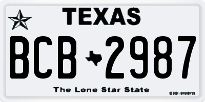 TX license plate BCB2987