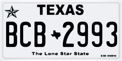 TX license plate BCB2993