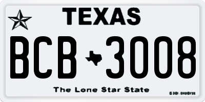 TX license plate BCB3008