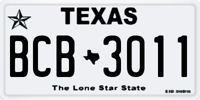TX license plate BCB3011