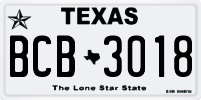 TX license plate BCB3018