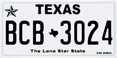 TX license plate BCB3024