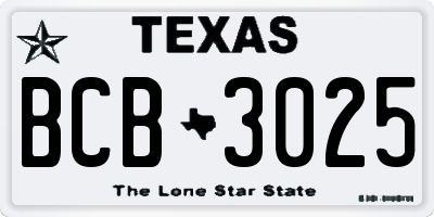 TX license plate BCB3025