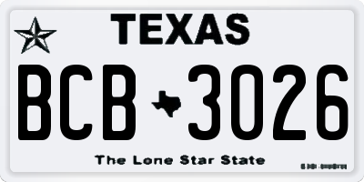 TX license plate BCB3026
