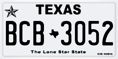 TX license plate BCB3052