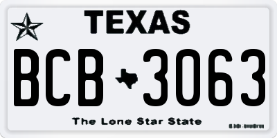 TX license plate BCB3063