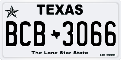 TX license plate BCB3066