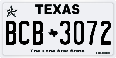 TX license plate BCB3072