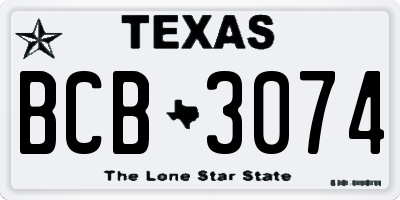 TX license plate BCB3074