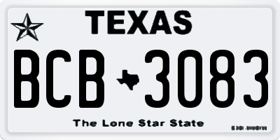 TX license plate BCB3083