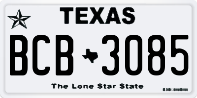 TX license plate BCB3085