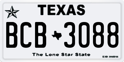 TX license plate BCB3088