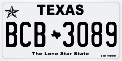 TX license plate BCB3089