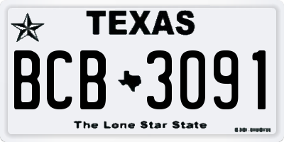 TX license plate BCB3091