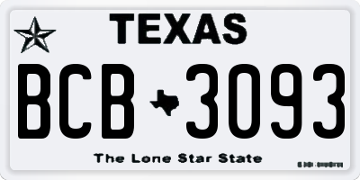 TX license plate BCB3093
