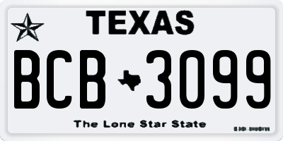 TX license plate BCB3099