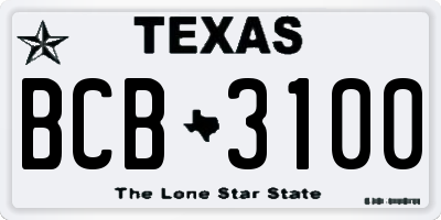 TX license plate BCB3100