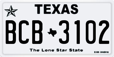 TX license plate BCB3102