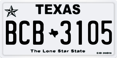 TX license plate BCB3105