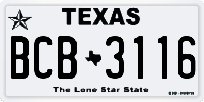 TX license plate BCB3116